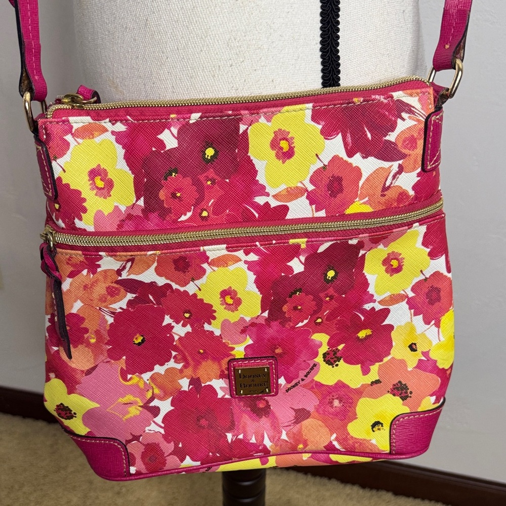 Dooney & Bourke Red and Yellow Sommerset Bloom Floral Crossbody Bag DB8391